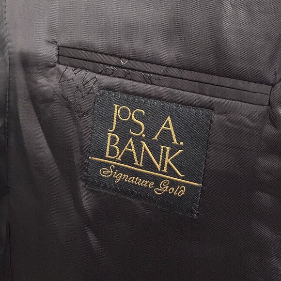 Jos A Bank Suit Men 43L 34Wx30L Black White Gordon Signature Gold Wool Classic - Picture 6 of 16